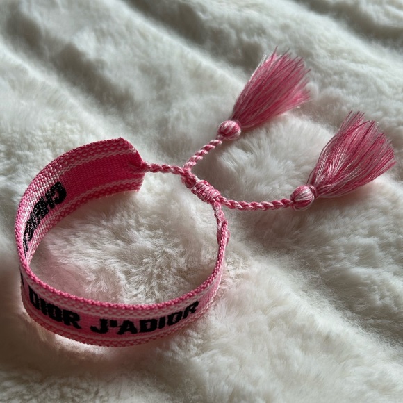 Christian Dior Woven Cotton J’Adior Friendship Adjustable Bracelet Pink OS - Picture 2 of 13